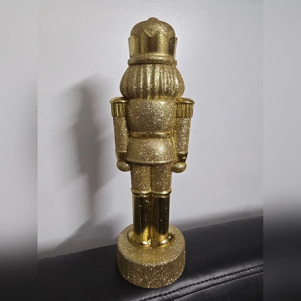 Set of two Gold Glittered Christmas Decorative Nutcrackers, 11.5 in H